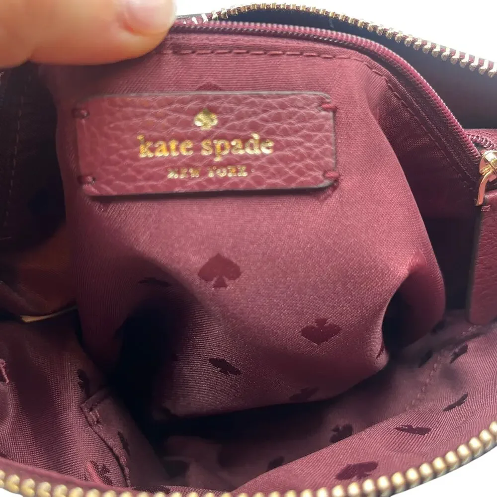 Kate Spade Crossbody Bag Jackson Top Zip Pebbled Leather Burgundy